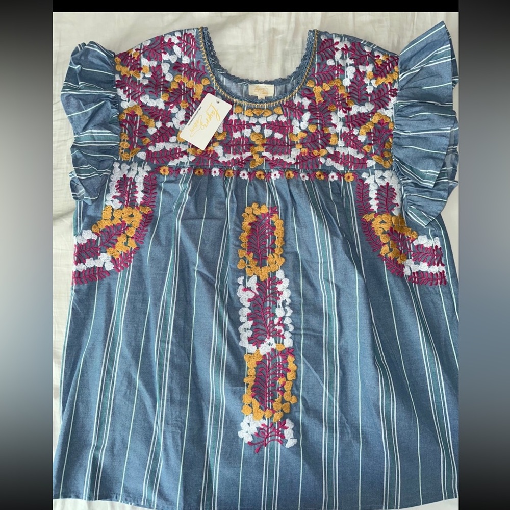 Layers embroidered top